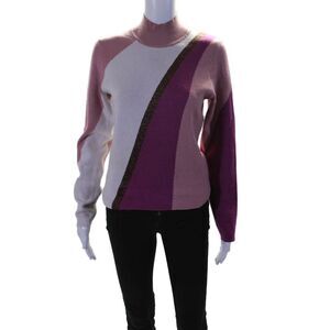 Fracomina Womens Long Sleeve Mock Neck Thick Knit Sweater Pink Size Small